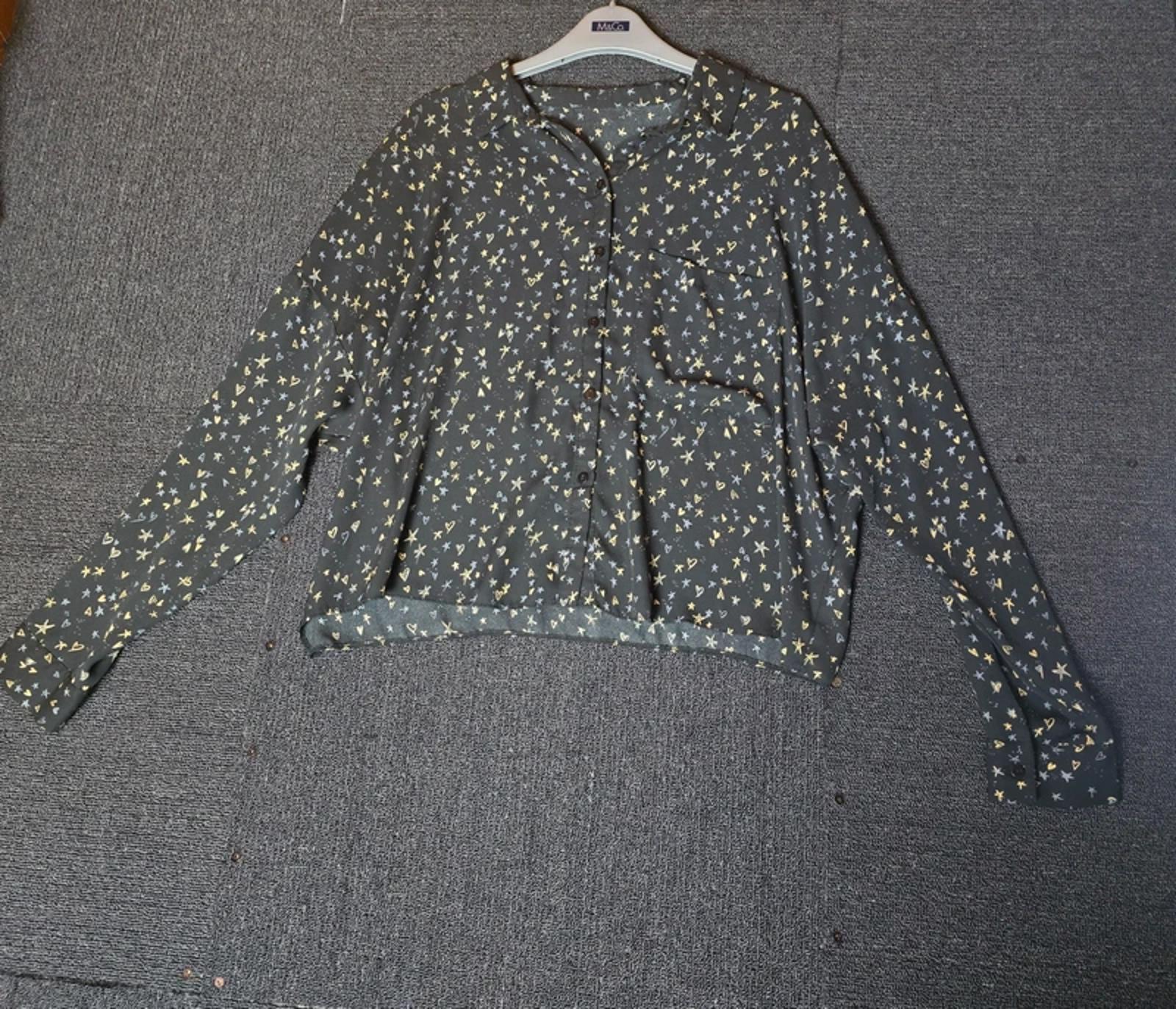 Primark black star print long sleeved relaxed shirt size 16