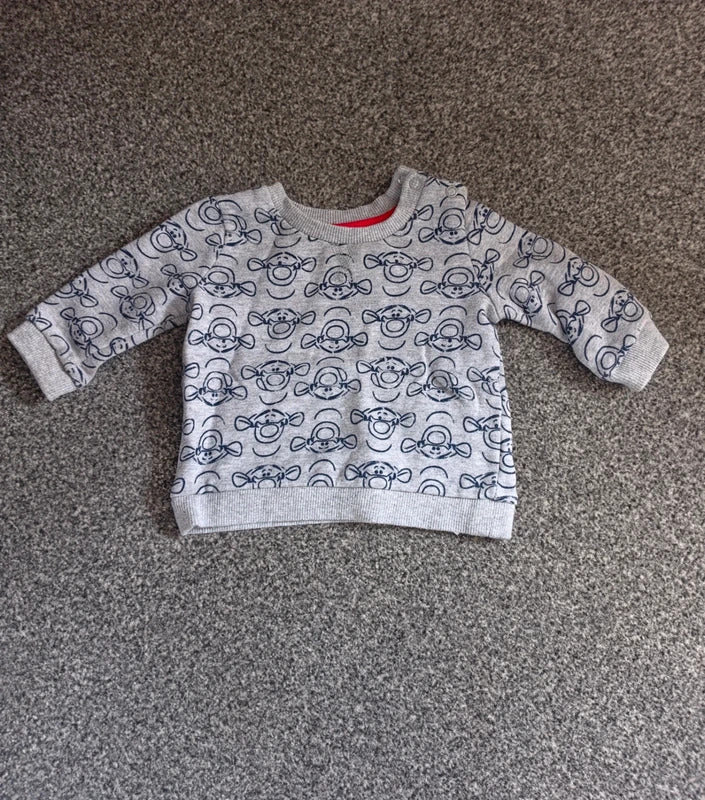 George Baby Boys Grey Disney Tigger Print Sweatshirt Jumper – 3–6 Months