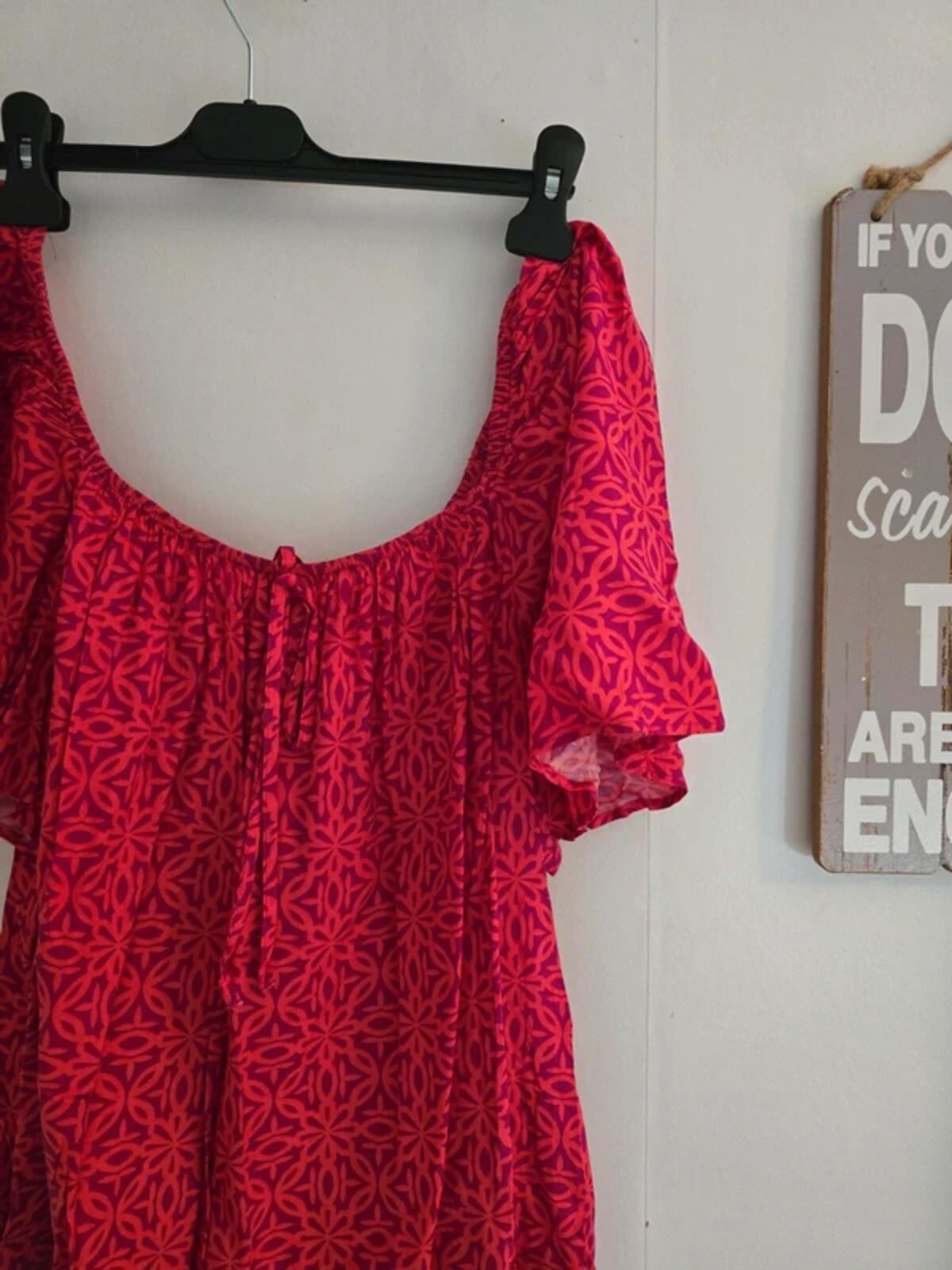 Matalan Red & Purple Patterned Off-The-Shoulder Top Size 16