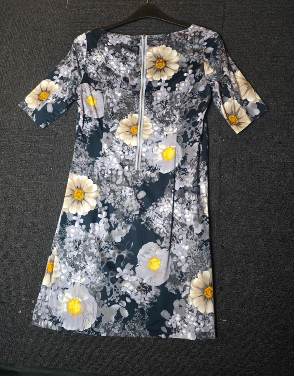 Bcbgmaxazria navy grey & yellow floral  dress M size 10