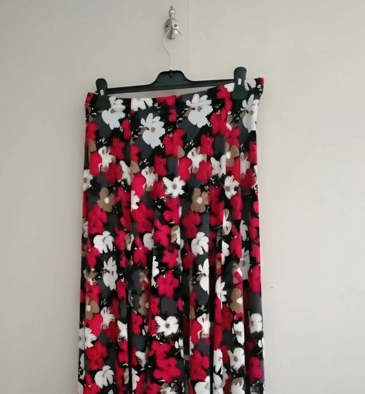 Matalan Red Black & White Floral Patterned Midi Dress Size 12