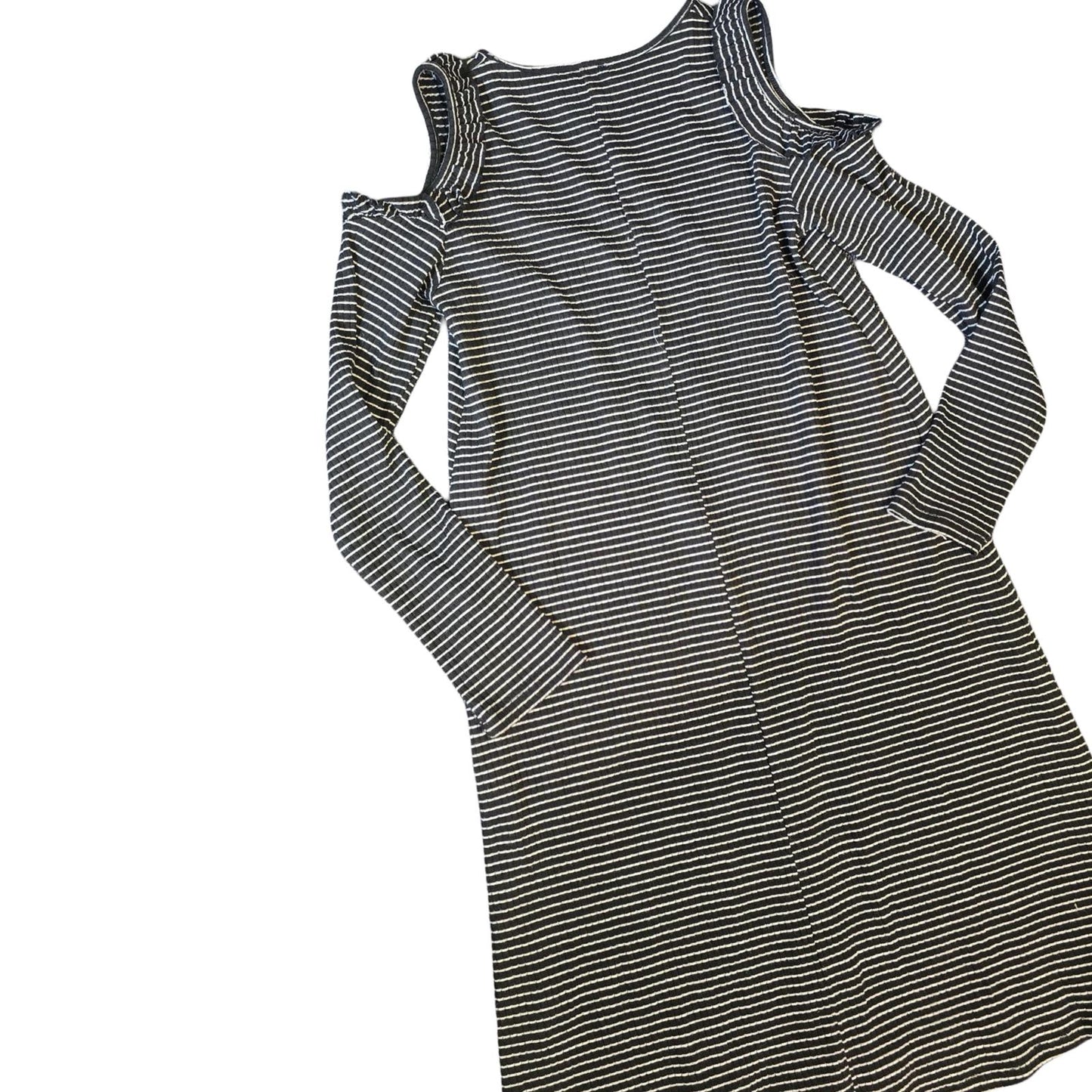 River Island Girls Black & White Striped Cold Shoulder Dress – Age 11–12 Years