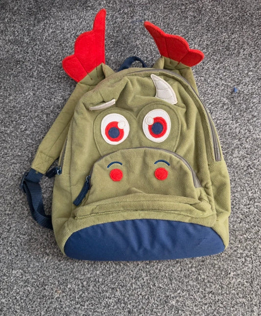 George Green Fleeced Dragon Kids Character Backpack Zip Pocket