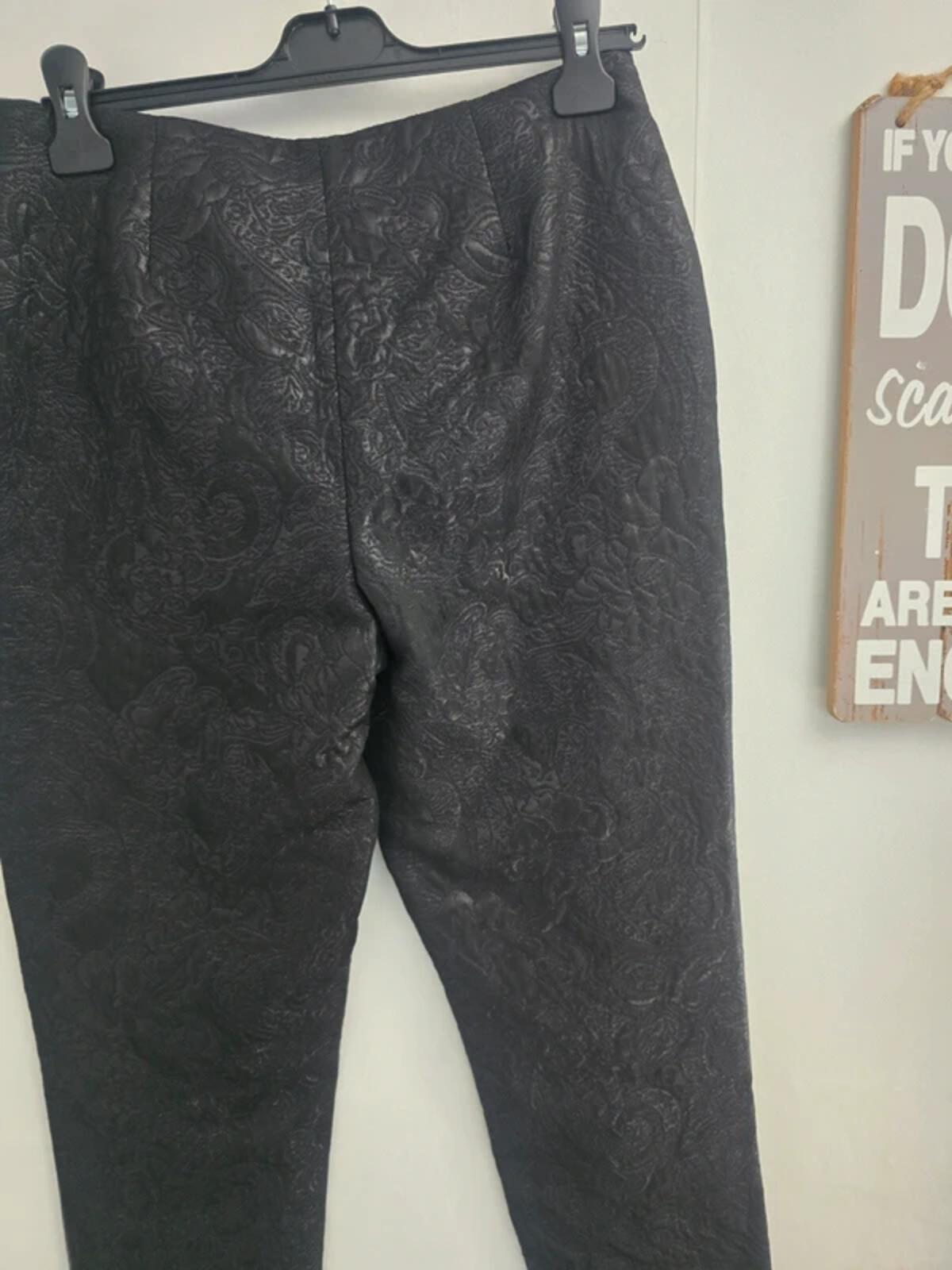 Autograph by Marks & Spencer Black Patterned Slim Trousers - Size 10