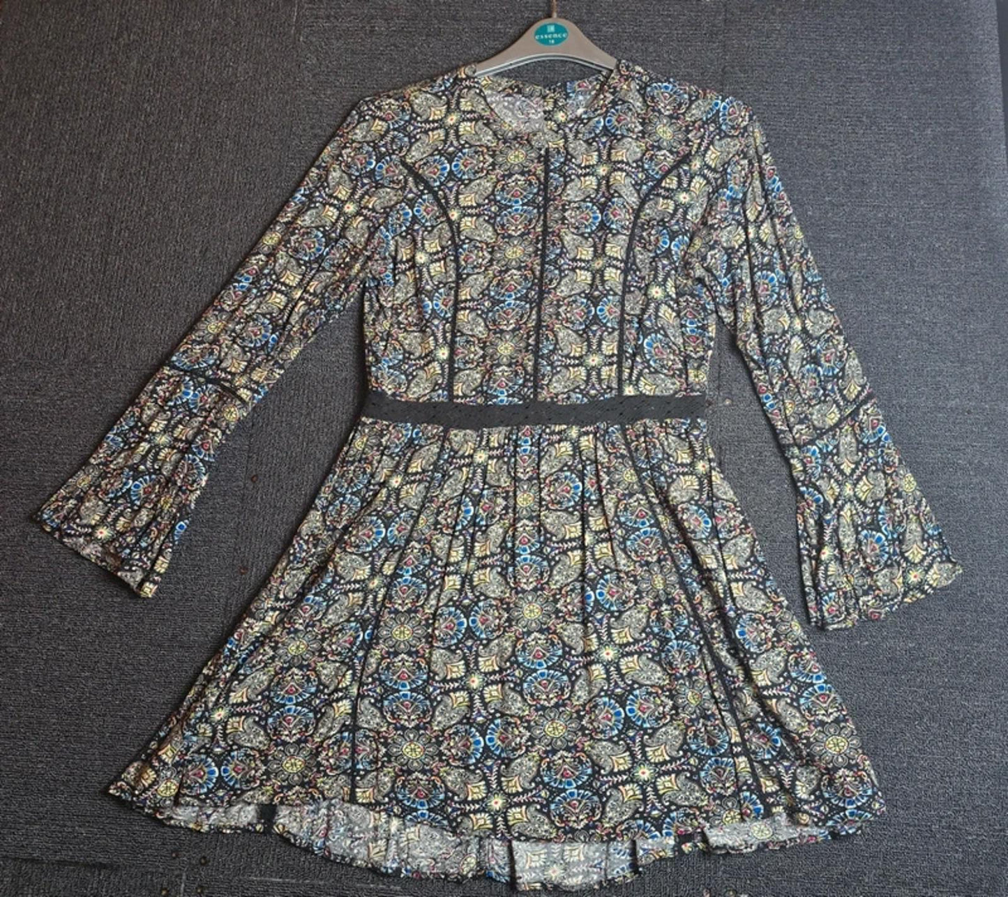 Brave Soul Patterned Dress Black Multicolour Size 12 Knee Length Casual Wear