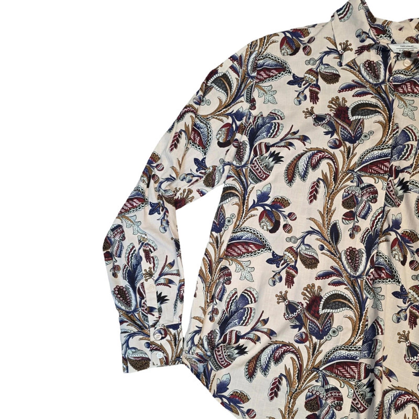 & Other Stories Floral Shirt Beige Size 10 Work Causal
