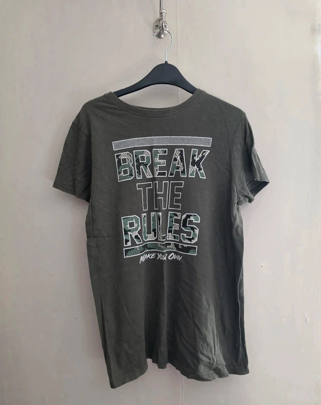 Primark Boys Khaki Green T-Shirt Age 12-13 Years