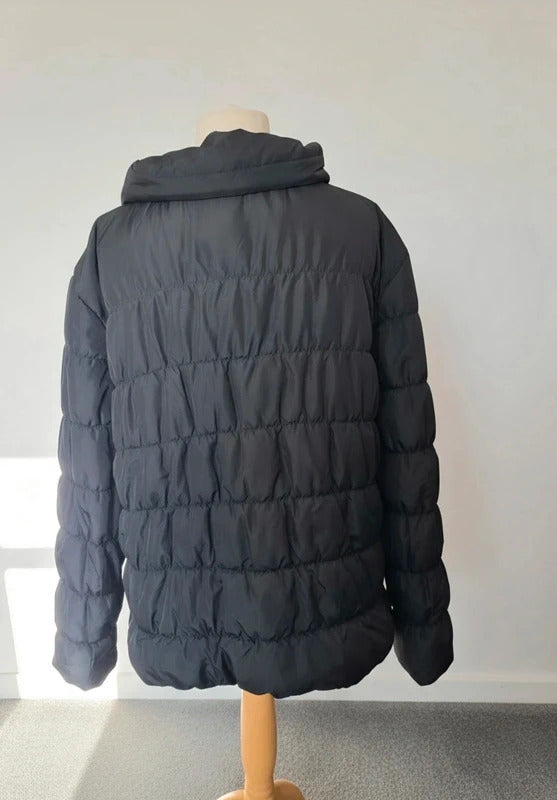 Epilogue Black Puffer Coat Size 18 Quilted Padded Winter Jacket Zip Popper
