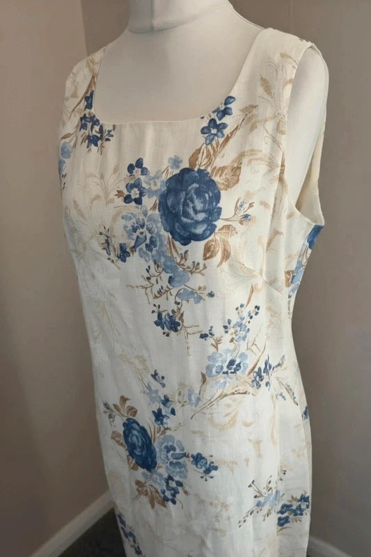 Bianco 100% Linen Occasion Dress & Blazer Set Size 14