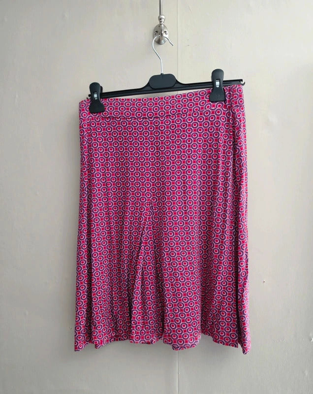 Boden Red & Purple Geometric Patterned Knee Length Flared Skirt Size UK 10 Reg