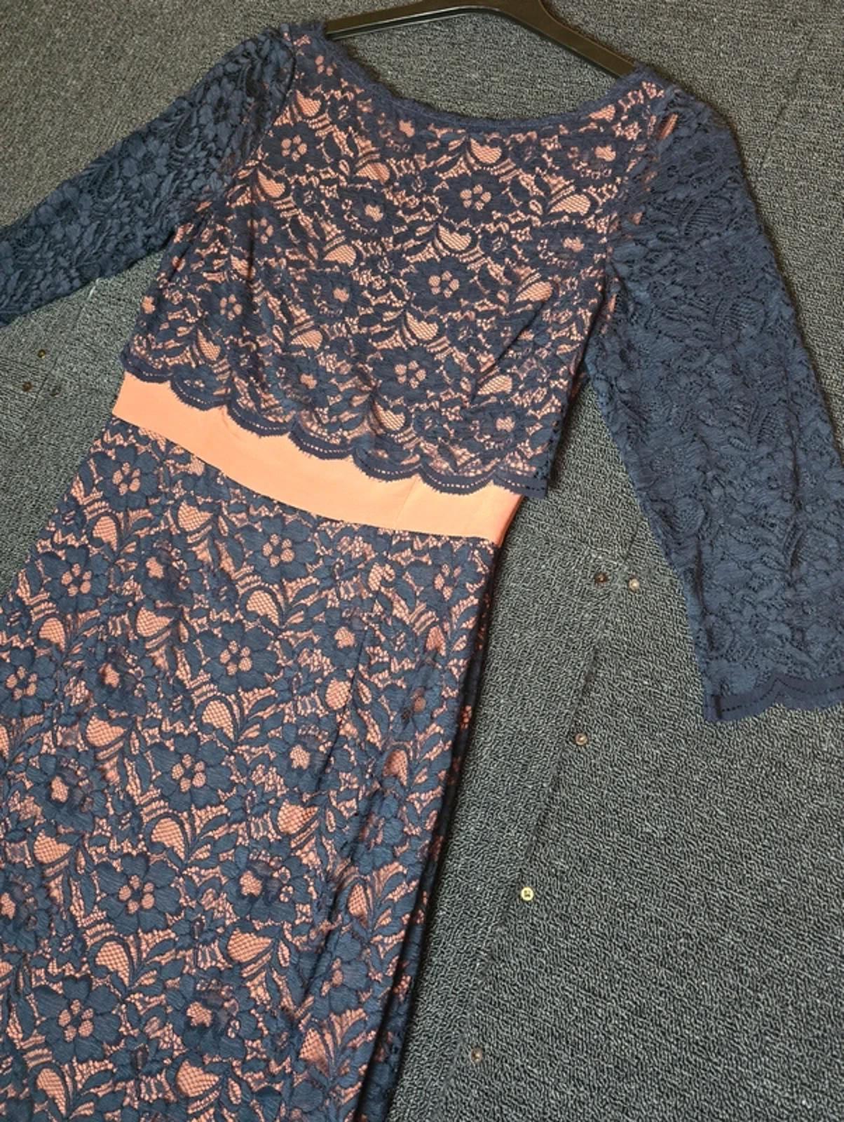 Boden Lace Occasion Dress Navy Blush Size 10 Wedding Party NWT