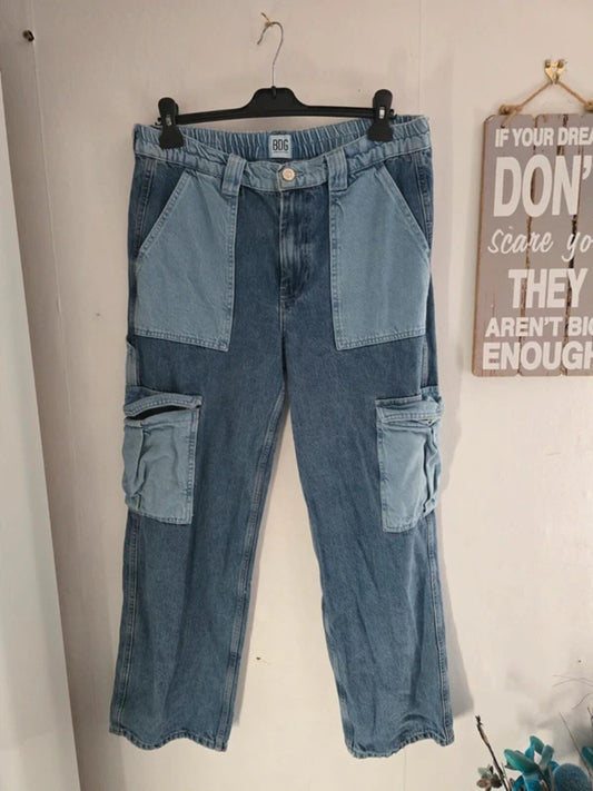 BDG Urban Outfitters Patchwork 'Skate' Cargo Jeans W32 L32 Size 14-16