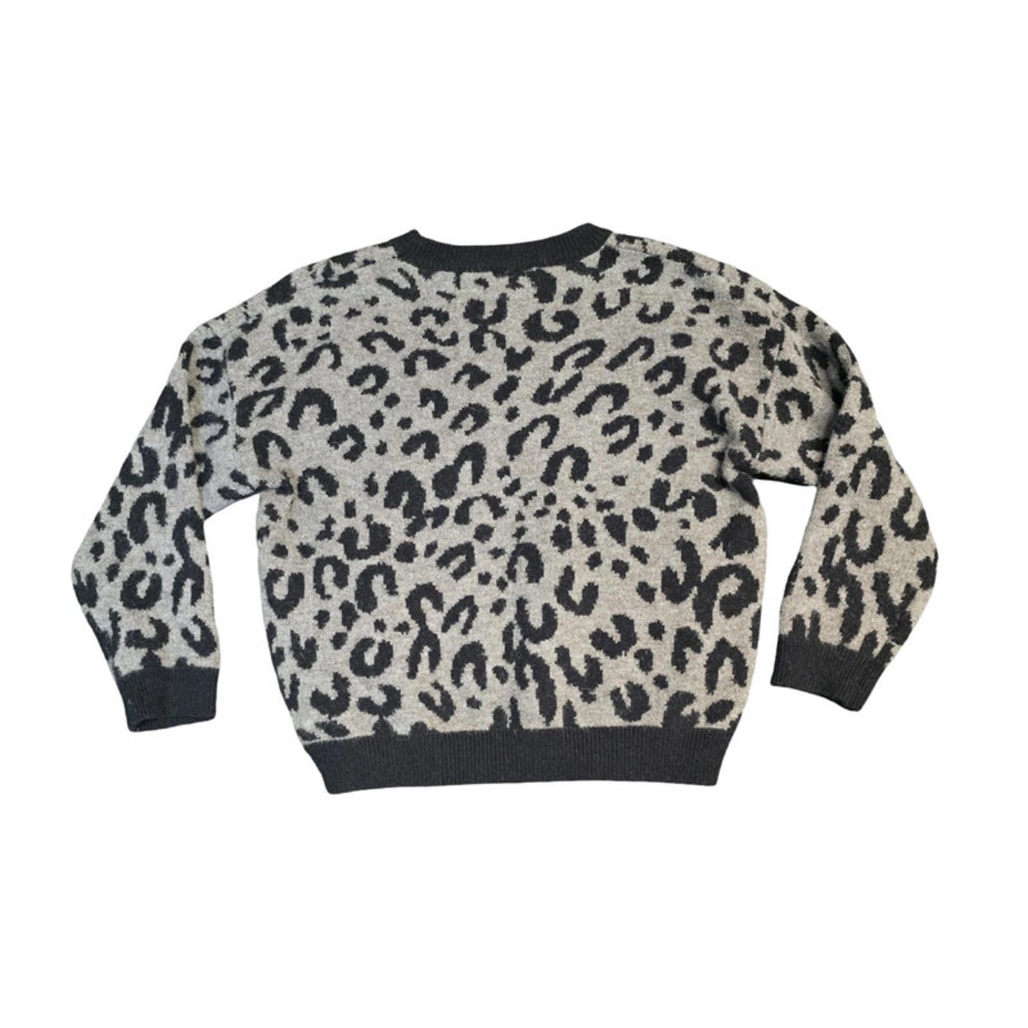 Qed London Animal Print Jumper Grey & Black Size 10/12 Statement Knit