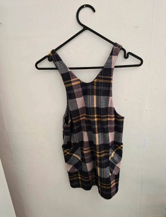 Nutmeg Girls Navy Pink and Yellow Checked Pinafore Dress Age 5-6years
