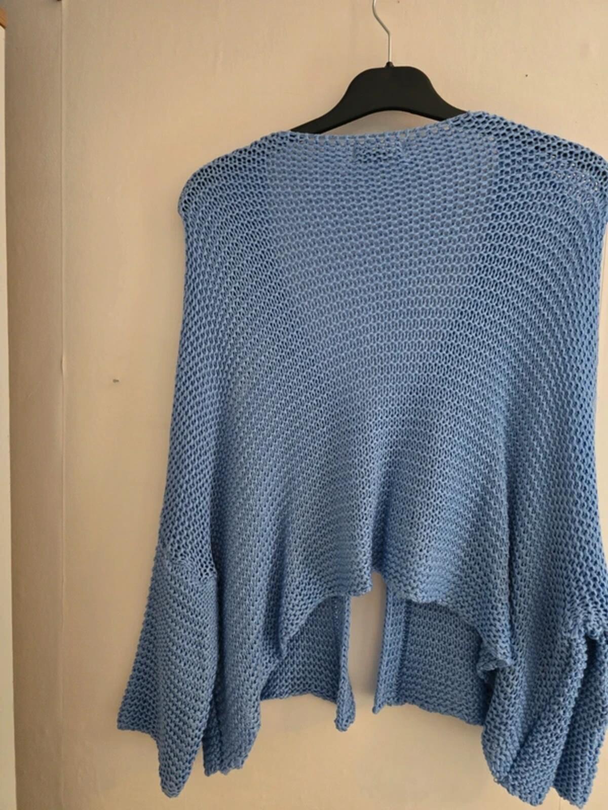 Diverse Made in Italy Light Blue Crochet Batwing Cardigan One Size