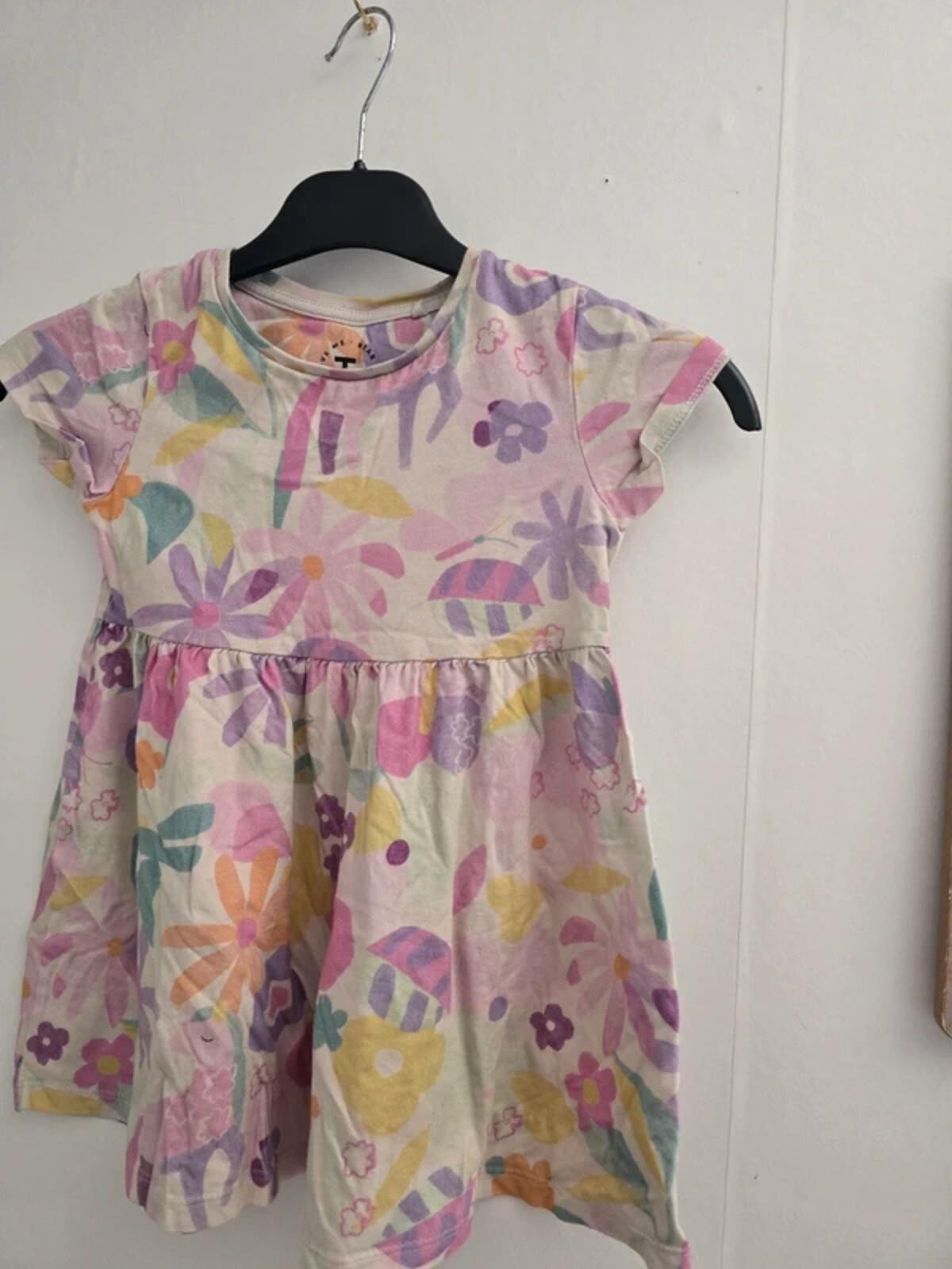 Tu Girls Multicoloured Abstract Floral Cotton Summer Dress Age 3-4 Years