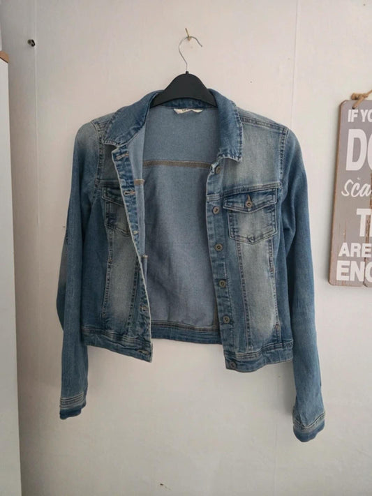 Only Denim Blue Faded Button-Up Denim Jacket Size Size 8 (EUR 36)