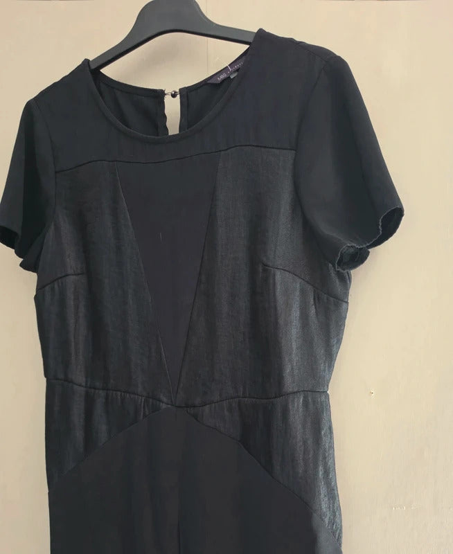 Marks & Spencer Black Silky Short Sleeved Flared Jumpsuit Size 12 Regular