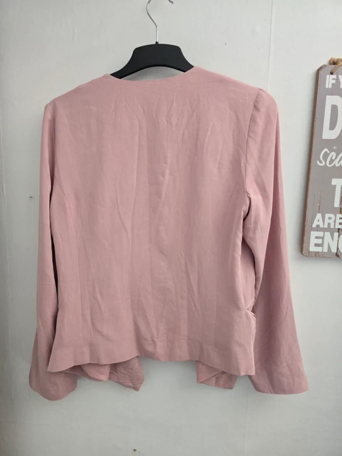 New Look Dusty Pink Draped Open Front Blazer - Size 14