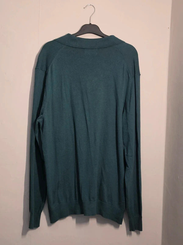 Marks & Spencer Men's Dark Green Collared Polo Knit Jumper XL Regular