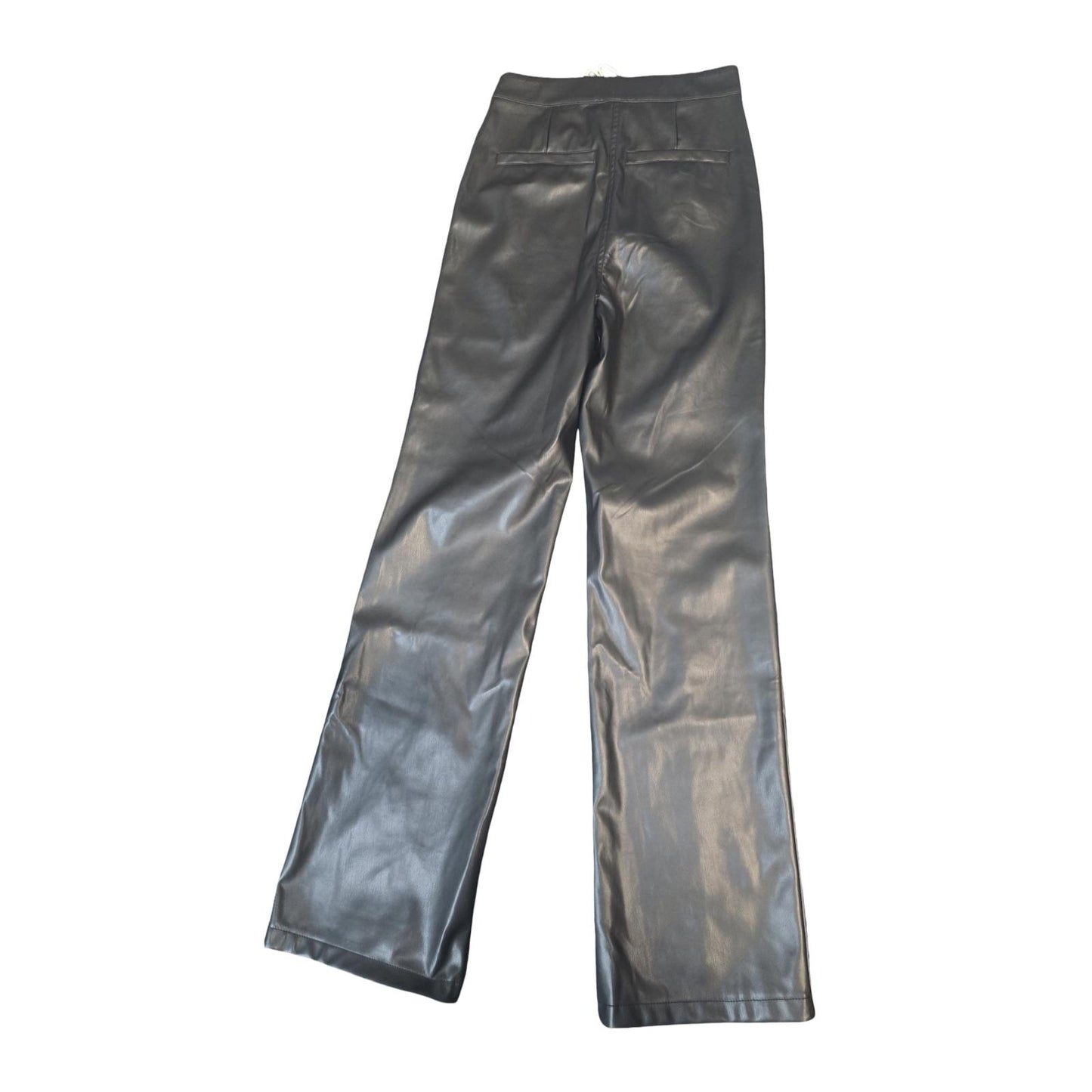 Urban Bliss Black Faux Leather High Waist Flared Trousers Size 6 NWT