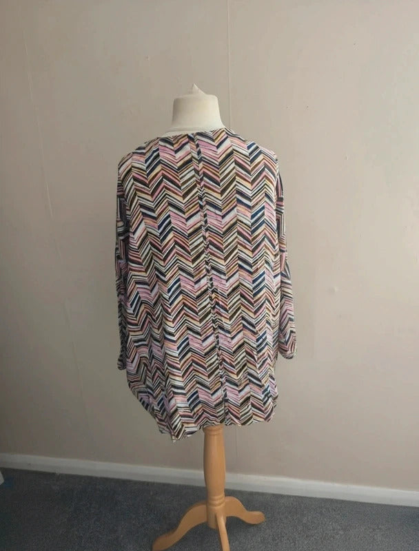 Matalan Multicoloured Patterned Open Front Lightweight Kimono Large Size 16-18