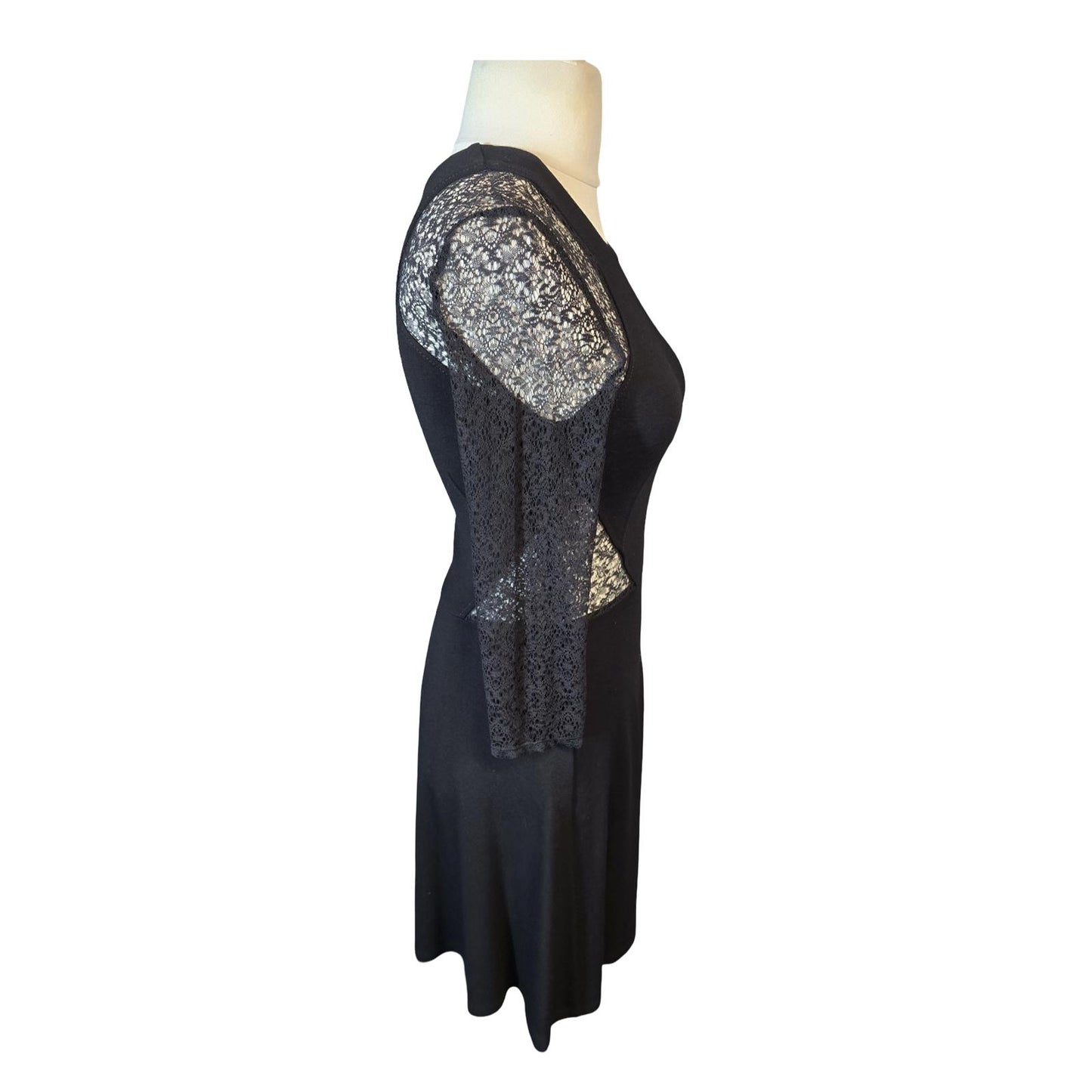 French Connection Black Lace Flared Dress – Size 10