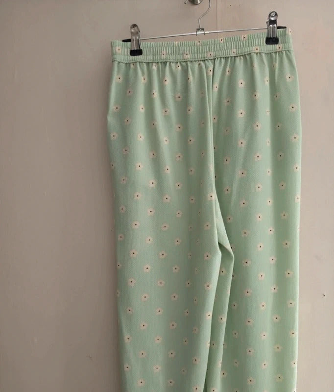 H&M Girls Mint Green Floral High Waisted Split Hem Trousers Age 12-13 Years