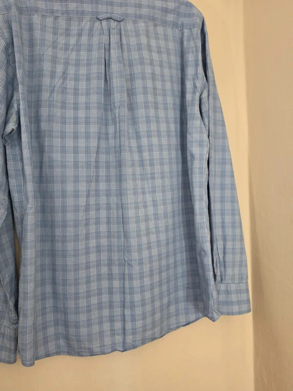 GANT Elliot Gant Tribute Blue White Checked Long Sleeve Shirt Men's L