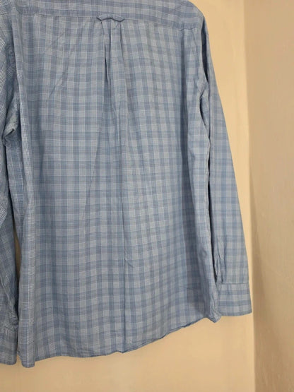 GANT Elliot Gant Tribute Blue White Checked Long Sleeve Shirt Men's L
