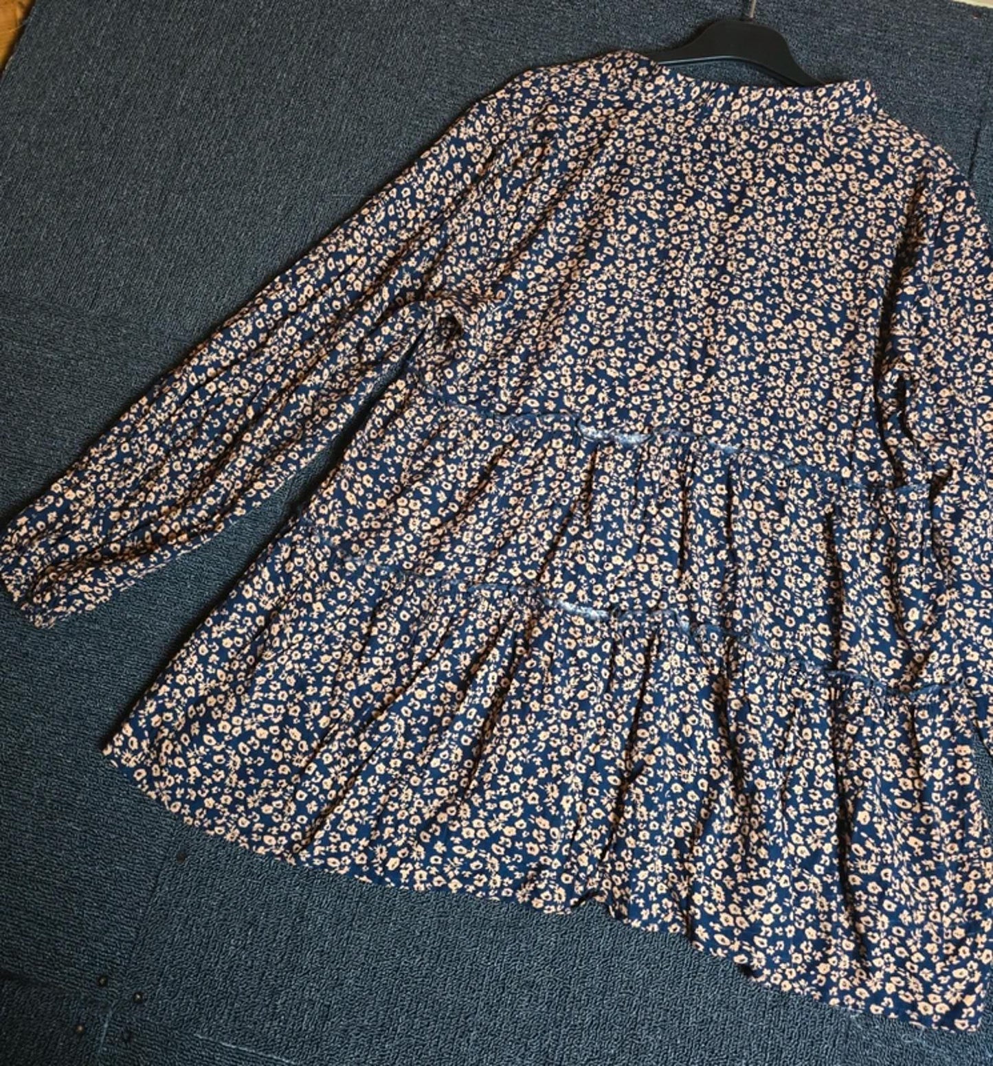 Bonmarche Autonomy Black & Burnt Orange Floral Smock Blouse Size 10/12