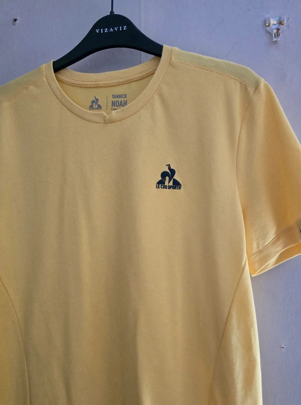 Le Coq Sportif Yannick Noah Yellow Short Sleeved T-Shirt Men's Size Small