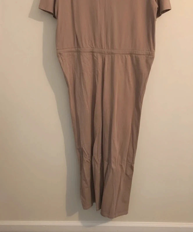 Brave Soul Beige Short Sleeved Jumpsuit Med Size 12 NWT