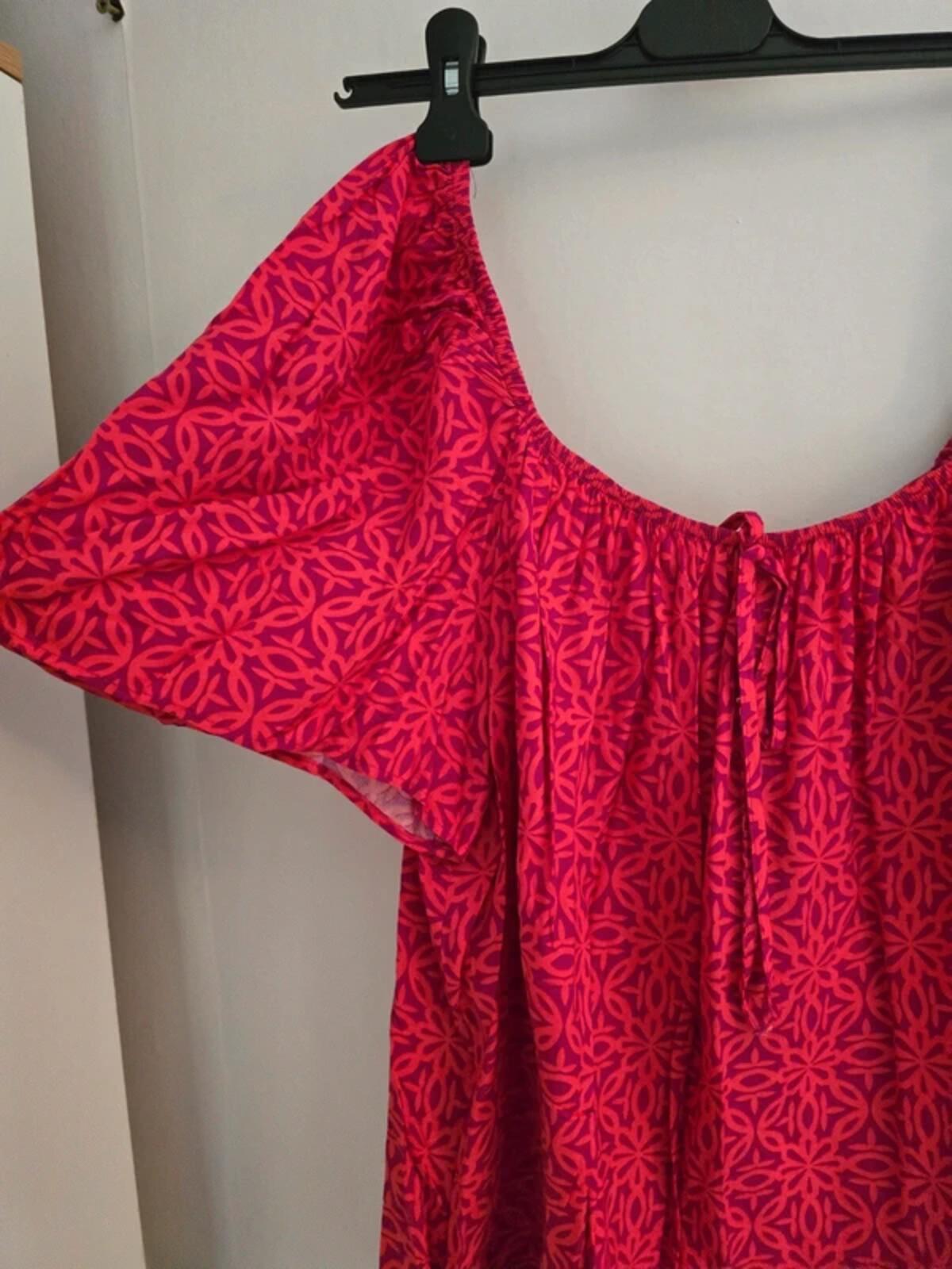 Matalan Red & Purple Patterned Off-The-Shoulder Top Size 16