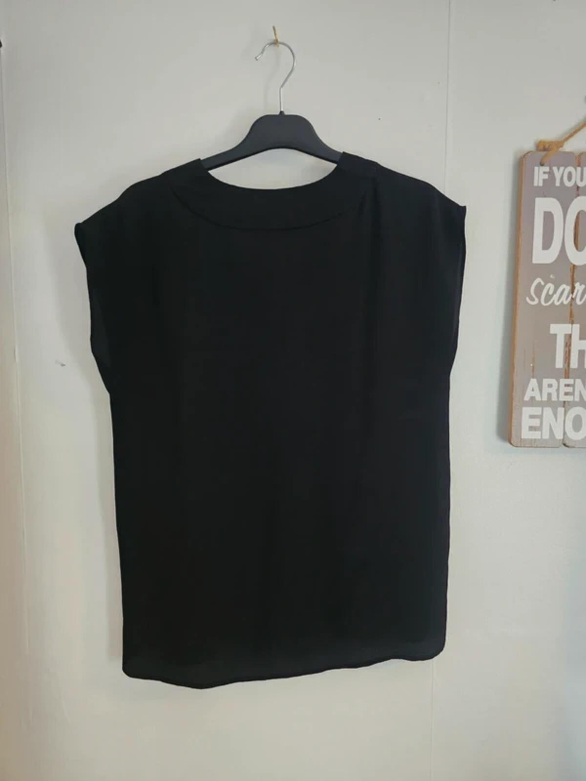 Peacocks Black Oversized Short Sleeved Blouse - Size 10