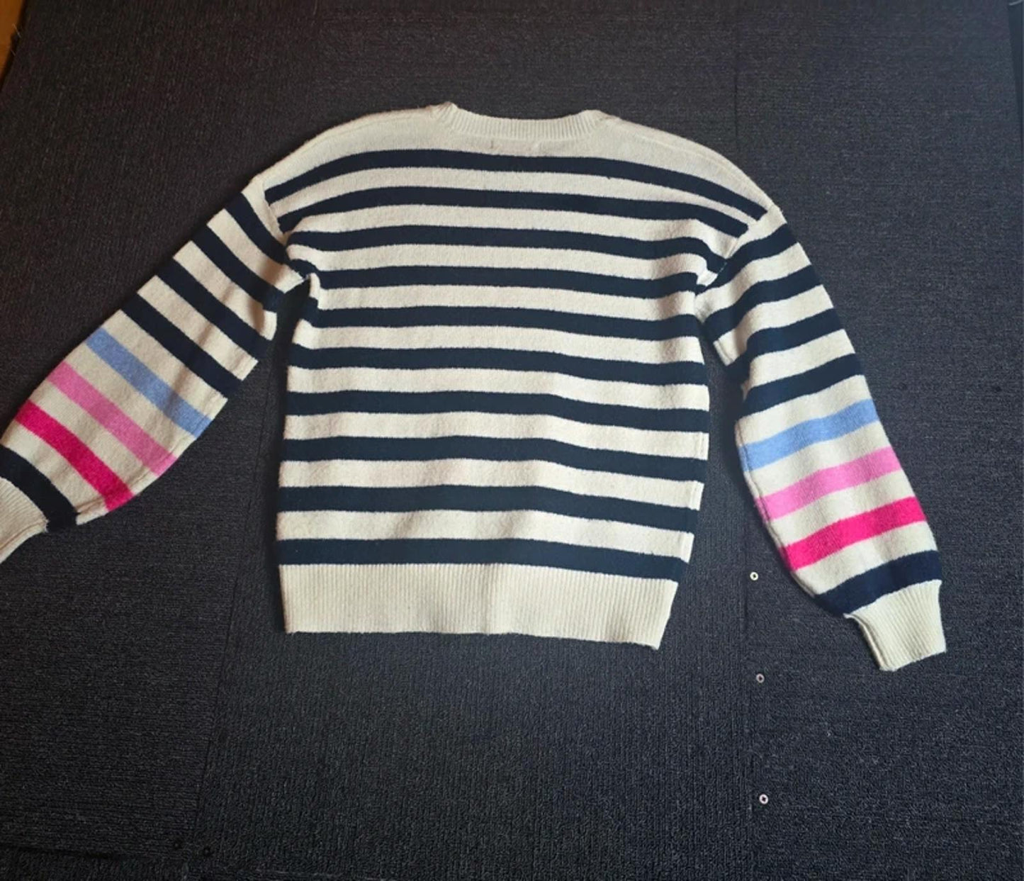 F&F Jumper Navy & Cream Size 8–10 Star Stripe Knit
