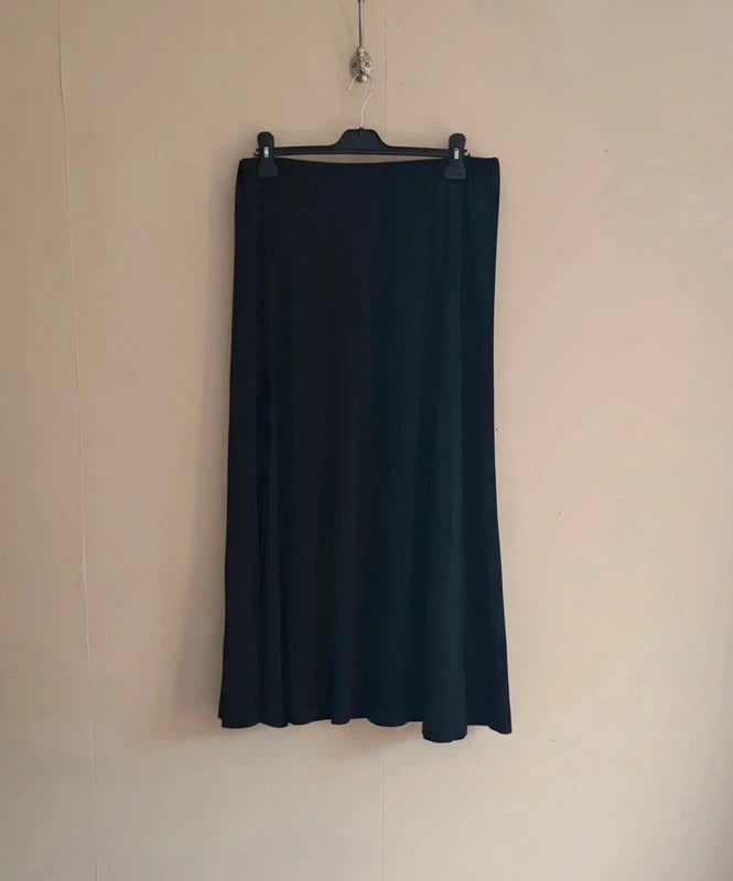 Bonprix Black Flared Stretchy Maxi Skirt Medium Size  14-16