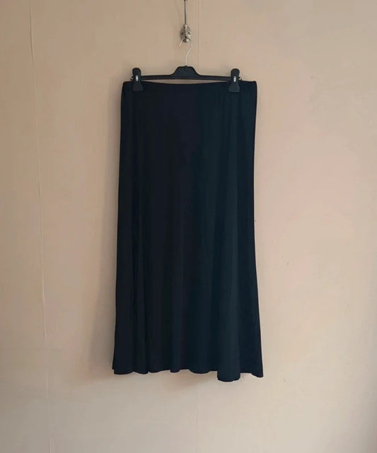 Bonprix Black Flared Stretchy Maxi Skirt Medium Size  14-16