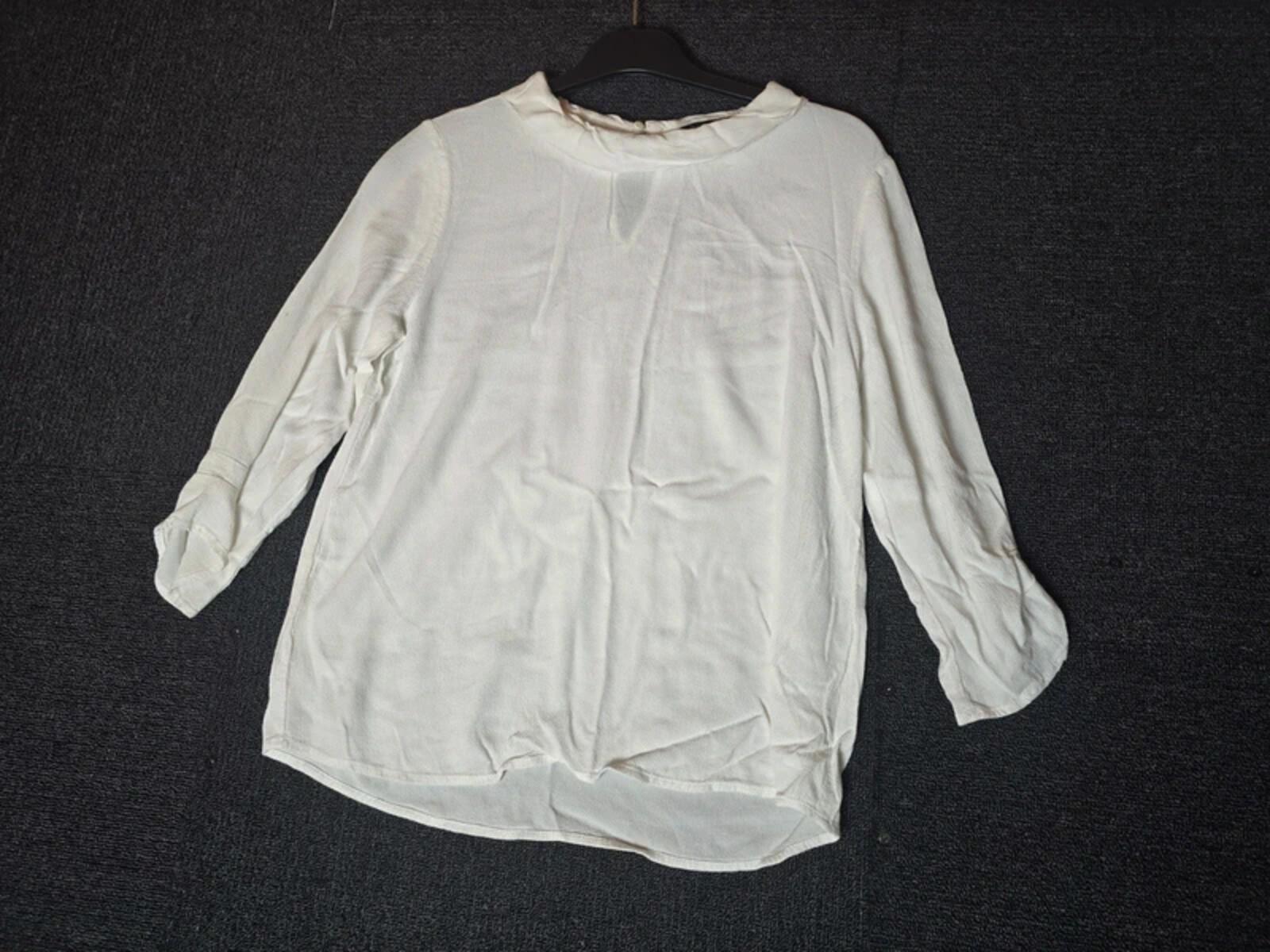 Zara white collared 3/4 sleeve relaxed blouse Med size 10/12