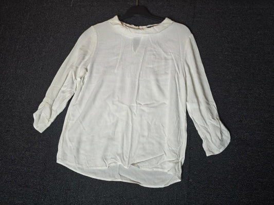 Zara white collared 3/4 sleeve relaxed blouse Med size 10/12