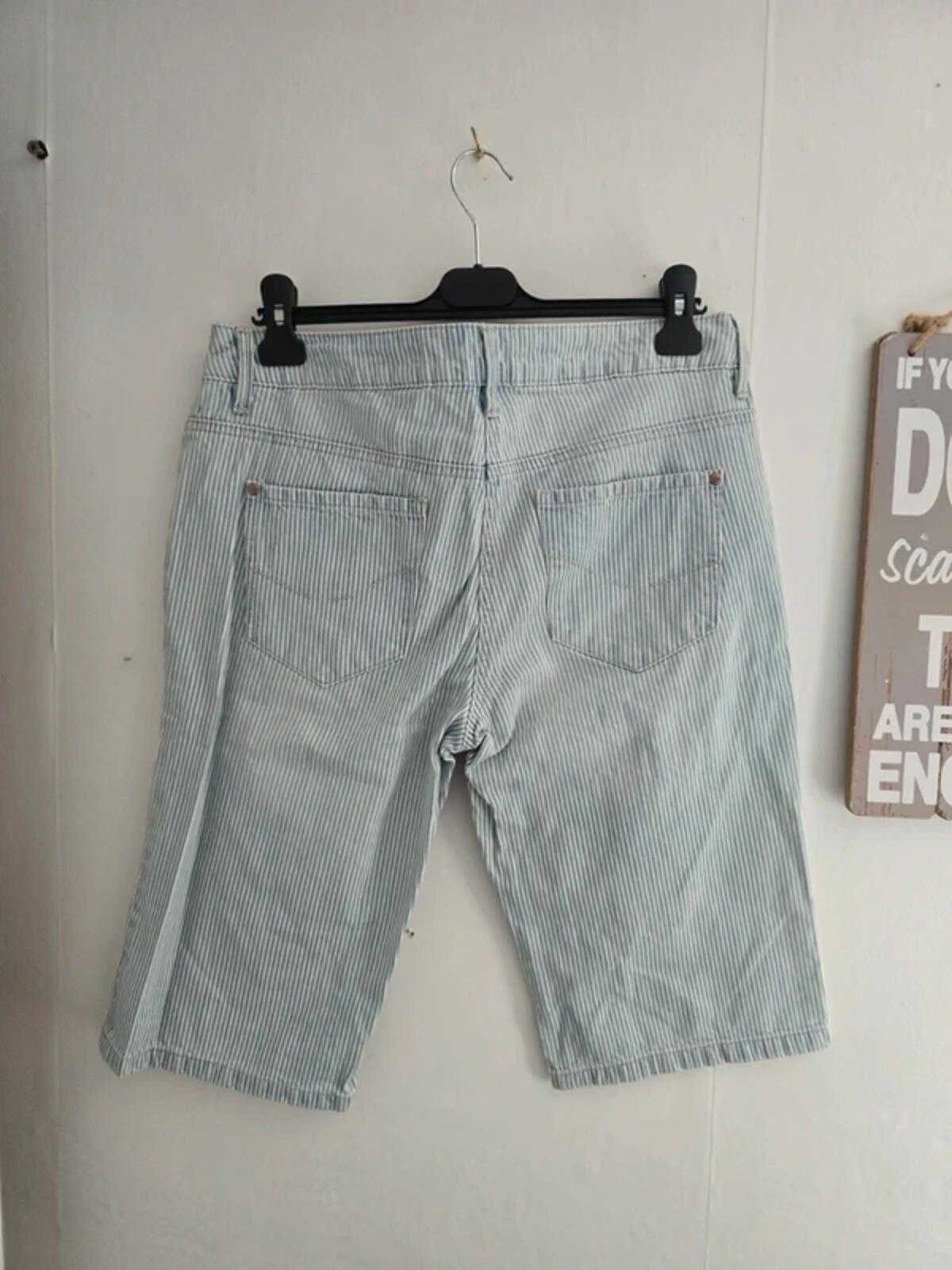 Next Blue & White Striped Denim Knee-Length Shorts Size 12