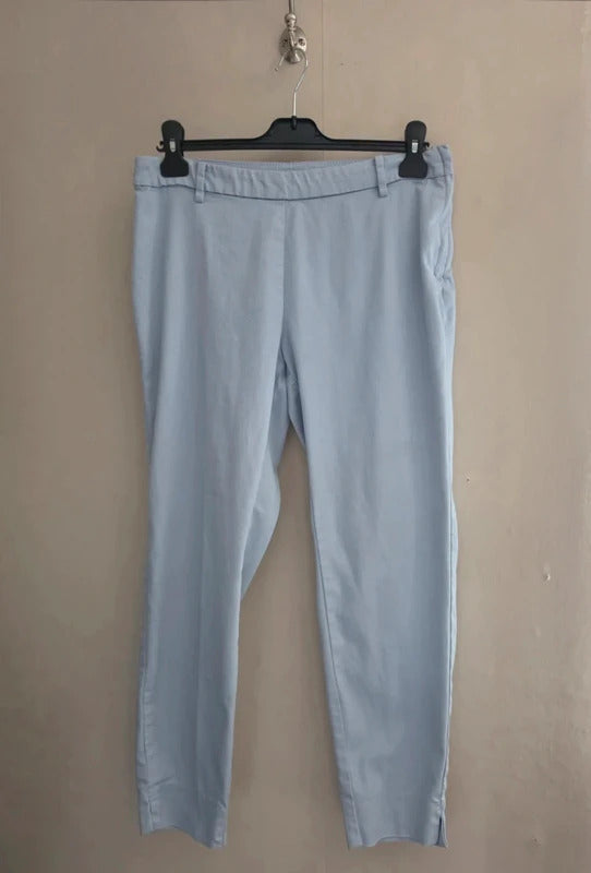 H&M Light Blue Side-Zip Slim Leg Trousers Size EUR 38 (Size 10)