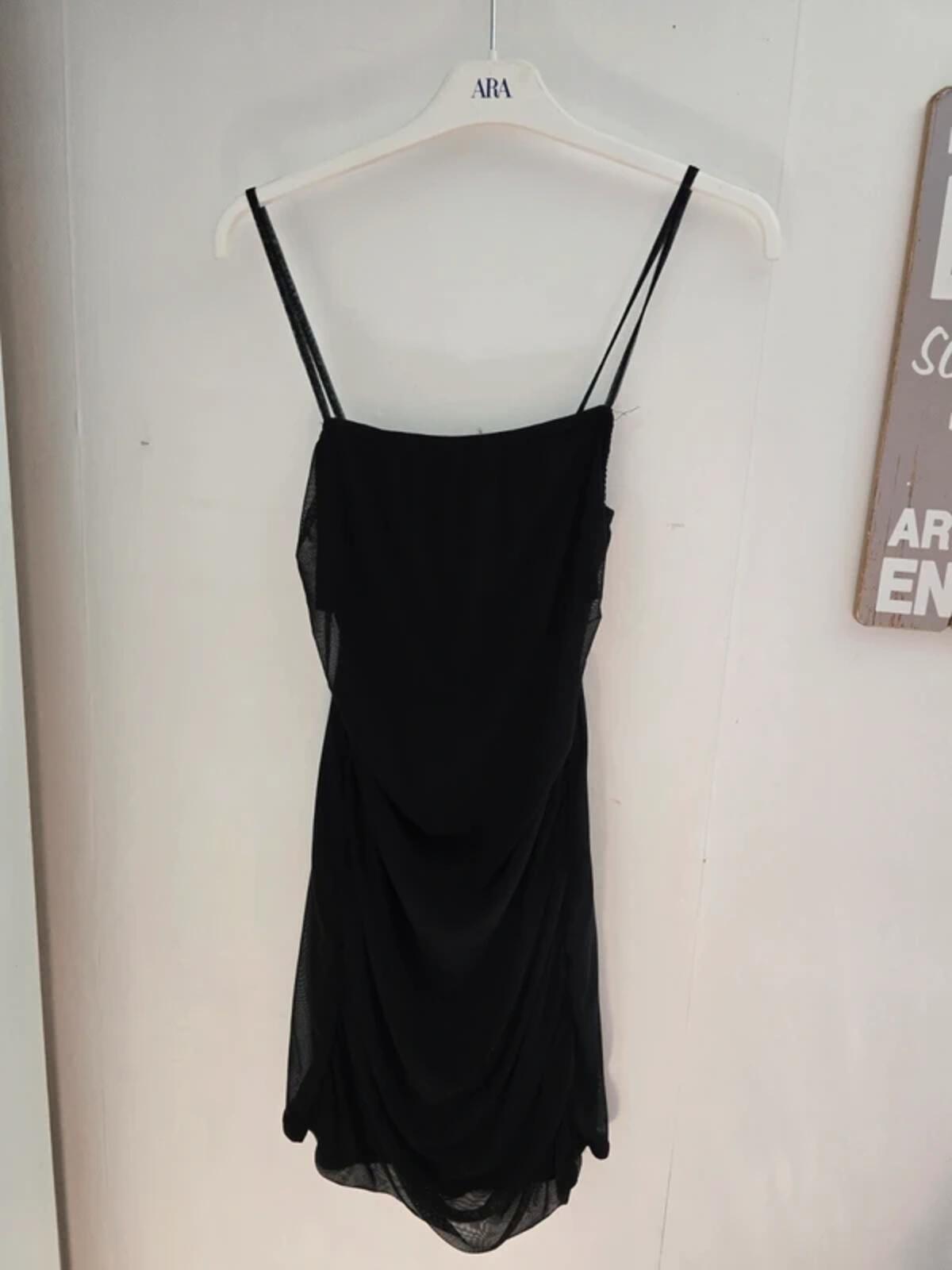 Femme Luxe Black Ruched Sheer Panel Bodycon Mini Dress Size 12