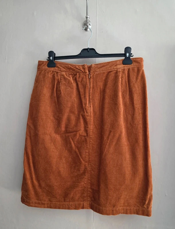 Tu Women's Burnt Orange Corduroy A-Line Knee-Length Skirt Size 14