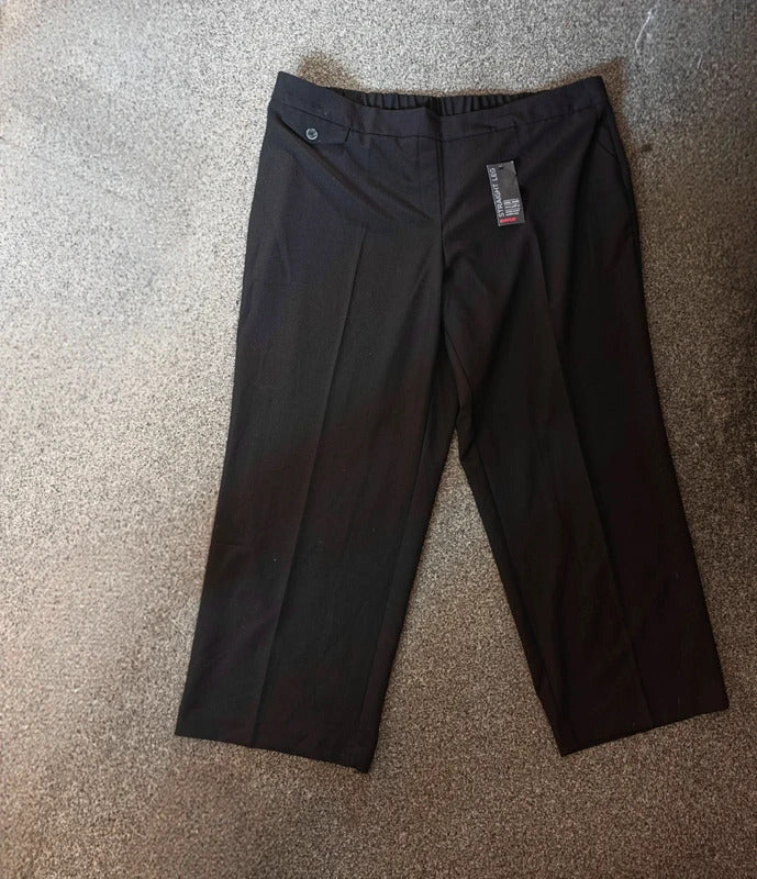 Avenue Women's Black Straight Leg Tummy Control Trousers Size 22 NWT