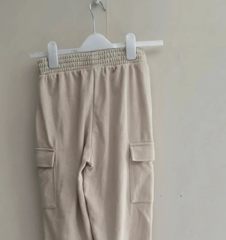 Matalan Girls Beige High Waisted Cargo Joggers Cuffed Hems NWT Age 10 Years