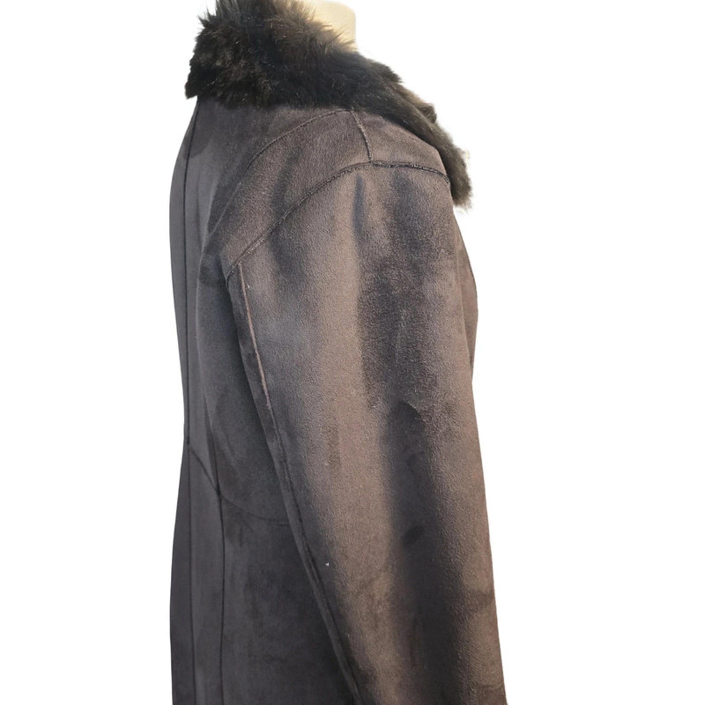 Dennis by Dennis Basso Long Faux Fur Coat Brown Size S Winter