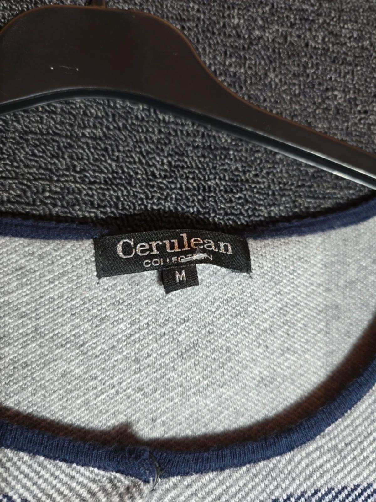 Cerulean Collection Navy Grey Checked Cardigan UK Size 12-14 Knit One Button