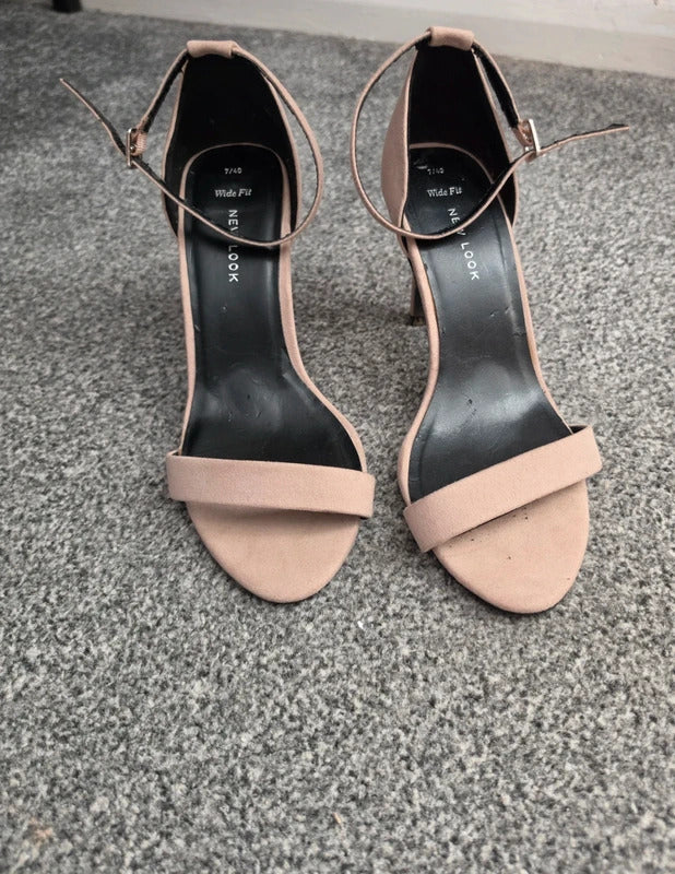 New Look Beige Faux Suede Wide Fit Open Toe Heeled Sandals 9cm Heel