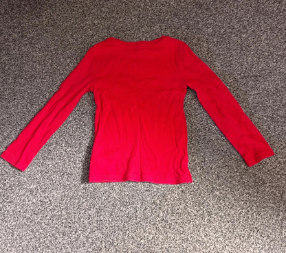 Next Toddler Bright Red Ribbed Long Sleeve Cotton Top Age 3 Years